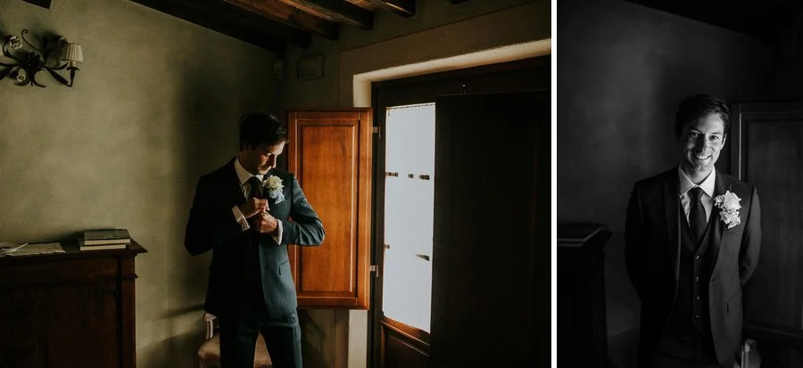 Groom getting ready wedding in Tuscany